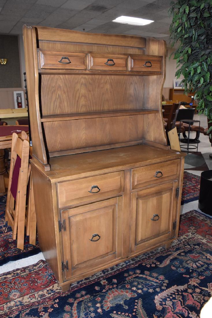 (2) Piece Oak China Cupboard with Storage (1 of 5)