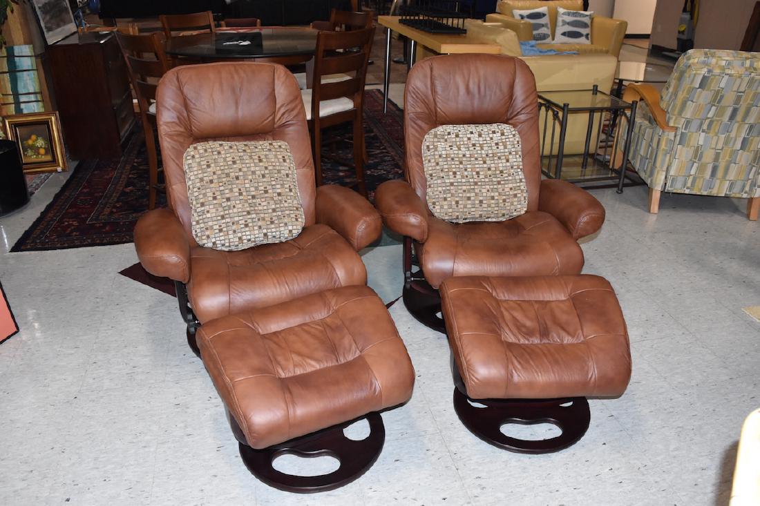 Pair of Lane Swivel Arm Chairs With Ottoman (1 of 3)