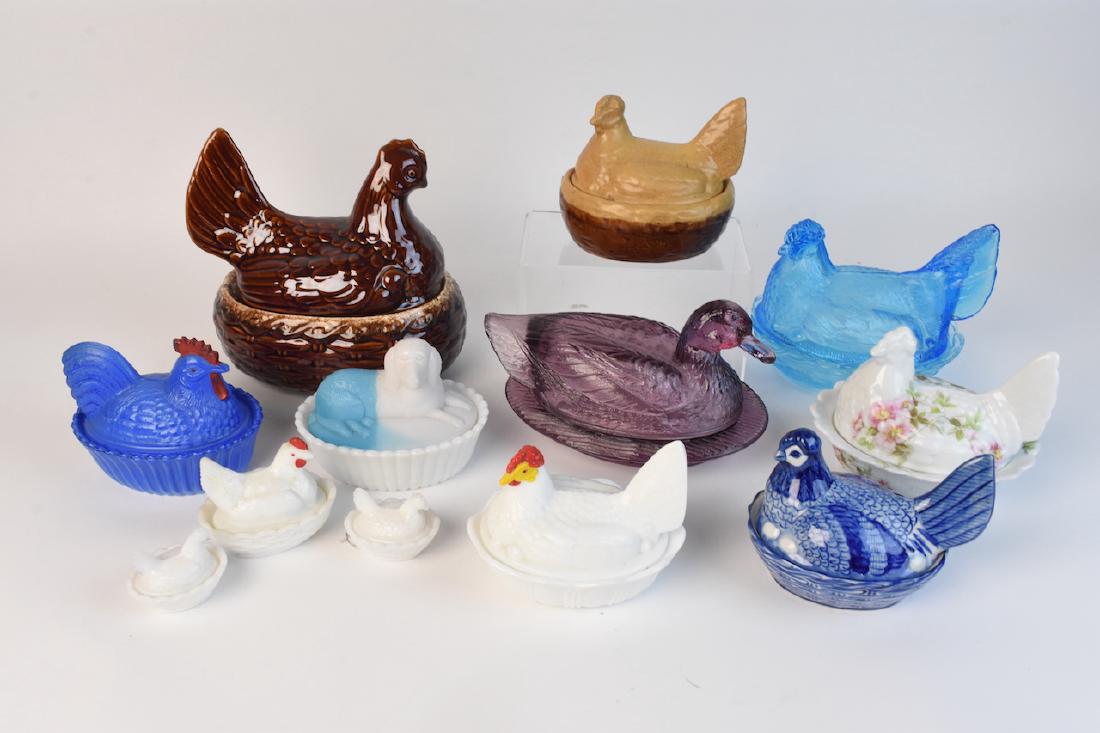 Figural Covered Dishes; hens, duck, dog (1 of 10)