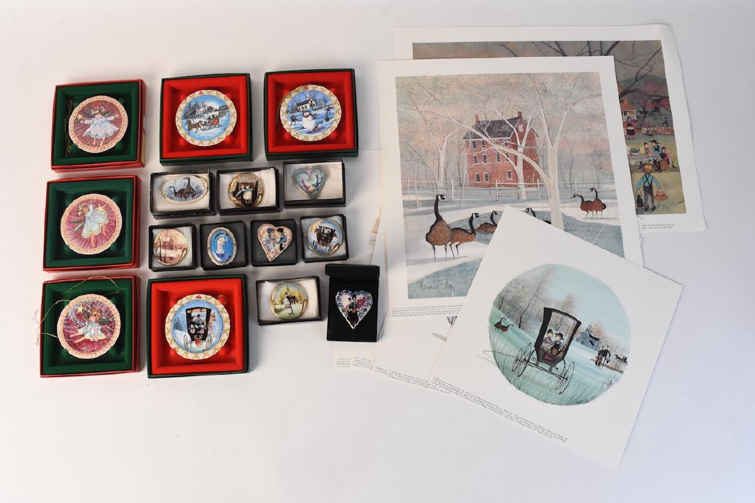 Assorted P. Buckley Moss pins, ornaments, prints (1 of 8)