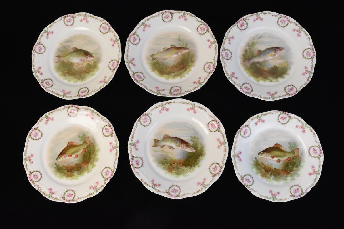 (6) Porcelain Bavaria Fish Plates (1 of 6)