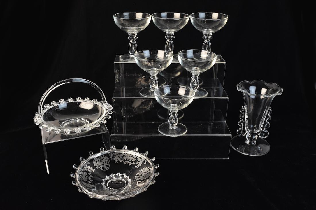 Heisey Lariat Glass Vase, Basket, Sherbet + (1 of 6)