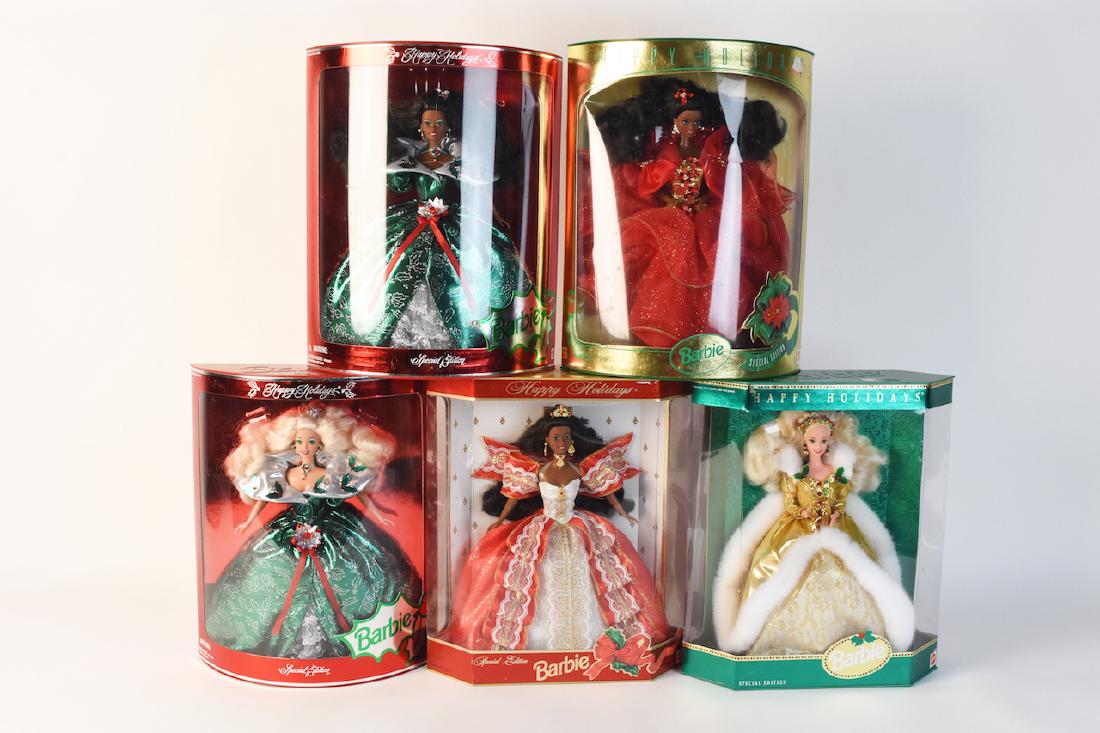 (5) NIB Happy Holidays Special Edition Barbie Doll (1 of 5)