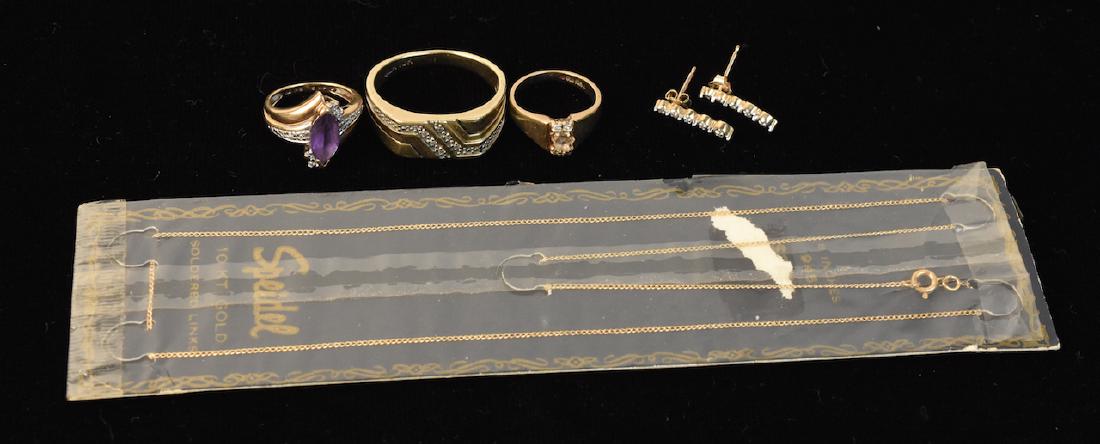 10K Yellow Gold Rings, Earrings & Necklace (1 of 7)