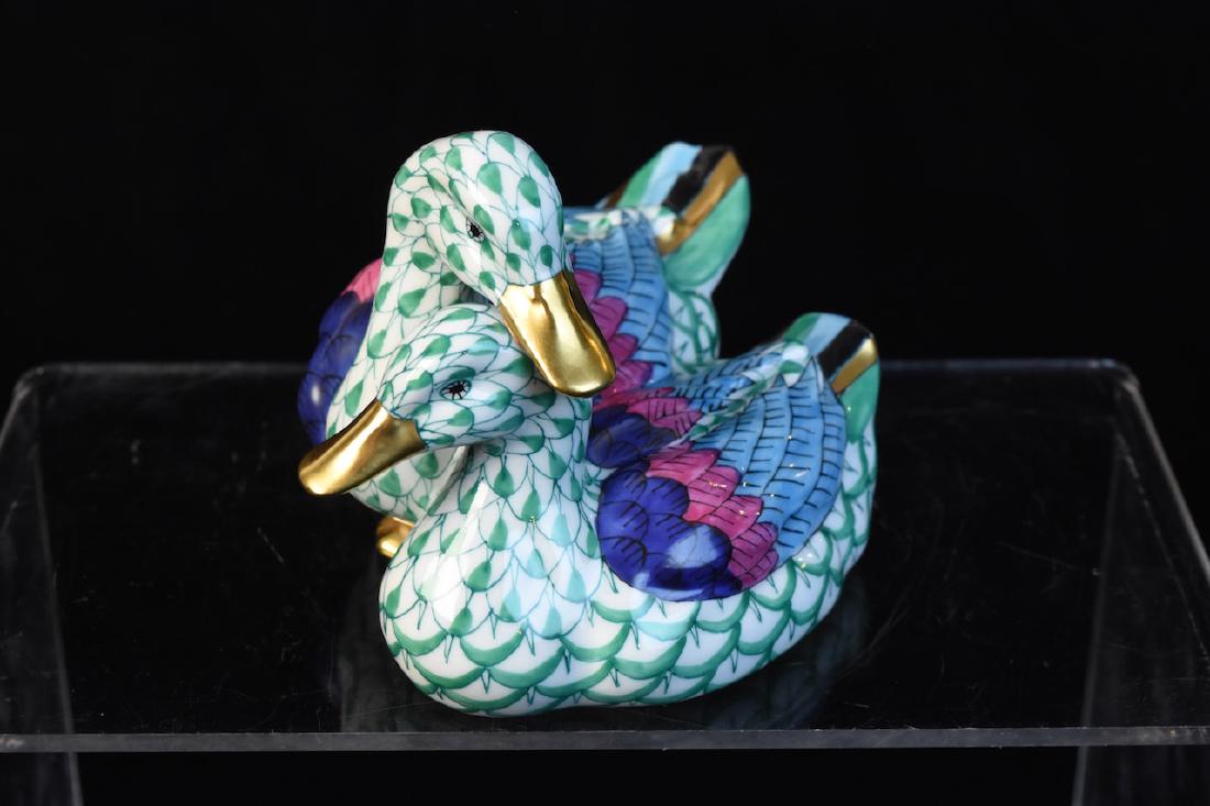 Herend Porcelain Fishnet Ducks Figurine (1 of 6)