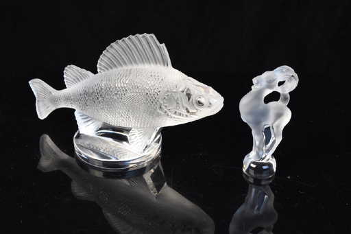 Signed Lalique Crystal Fish And Ram