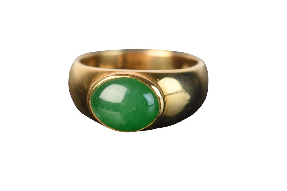 18K Yellow Gold Ring With Green Stone (1 of 3)
