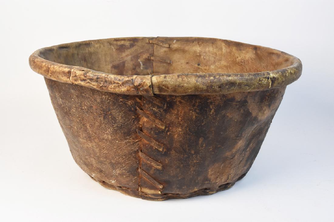 Primitive Rawhide Basket 25" in Diameter (1 of 4)