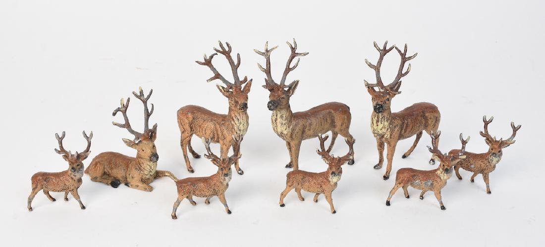 (9) 1800's German Solid Metal Cast Deer (1 of 4)