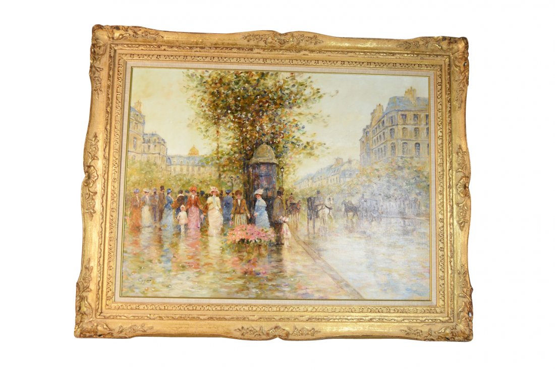 E.J. Cygne Oil on Canvas; Merchand des Fleurs (1 of 3)