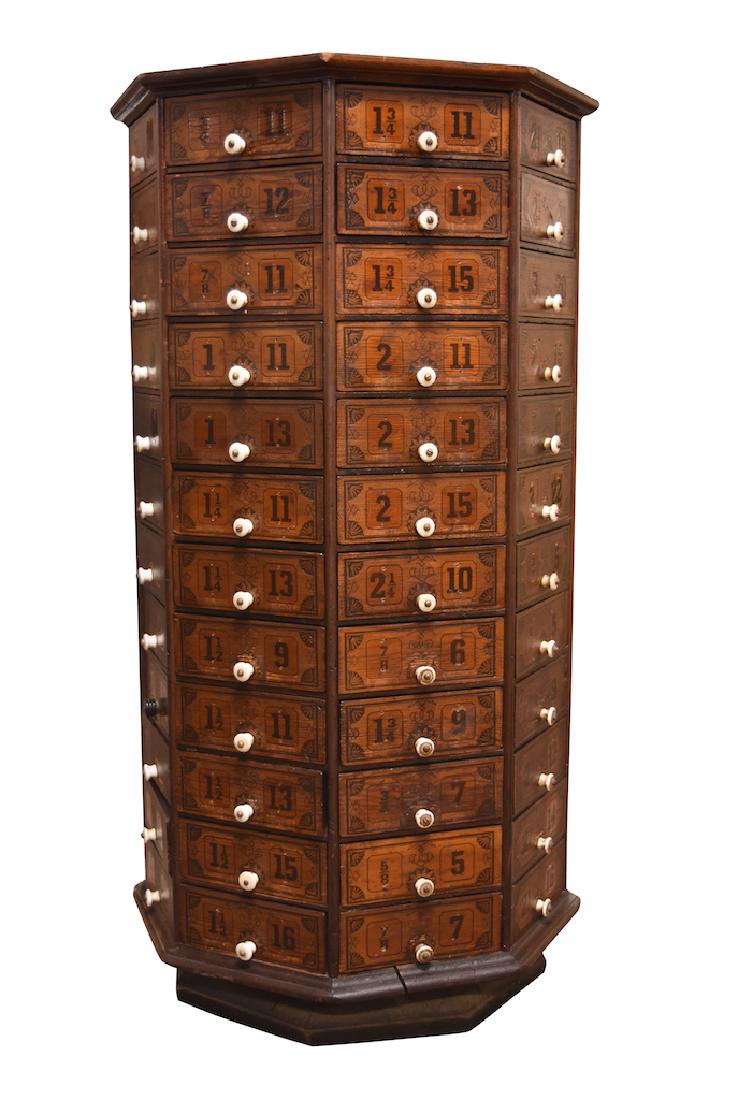 Antique Revolving Hardware 96 Drawers