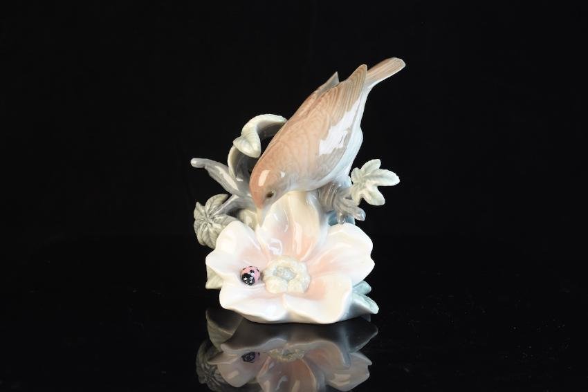 Lladro Porcelain Bird With Flower Figurine (1 of 5)