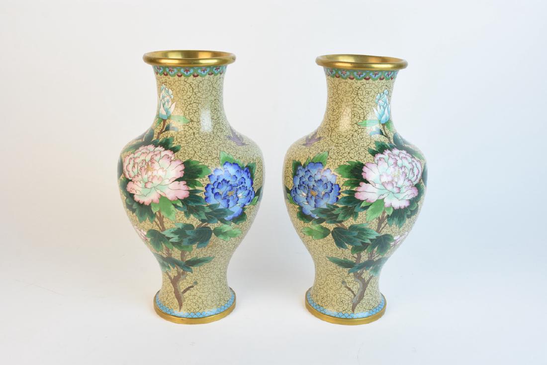 Pair of 15" Mirrored Cloisonne Vases (1 of 4)