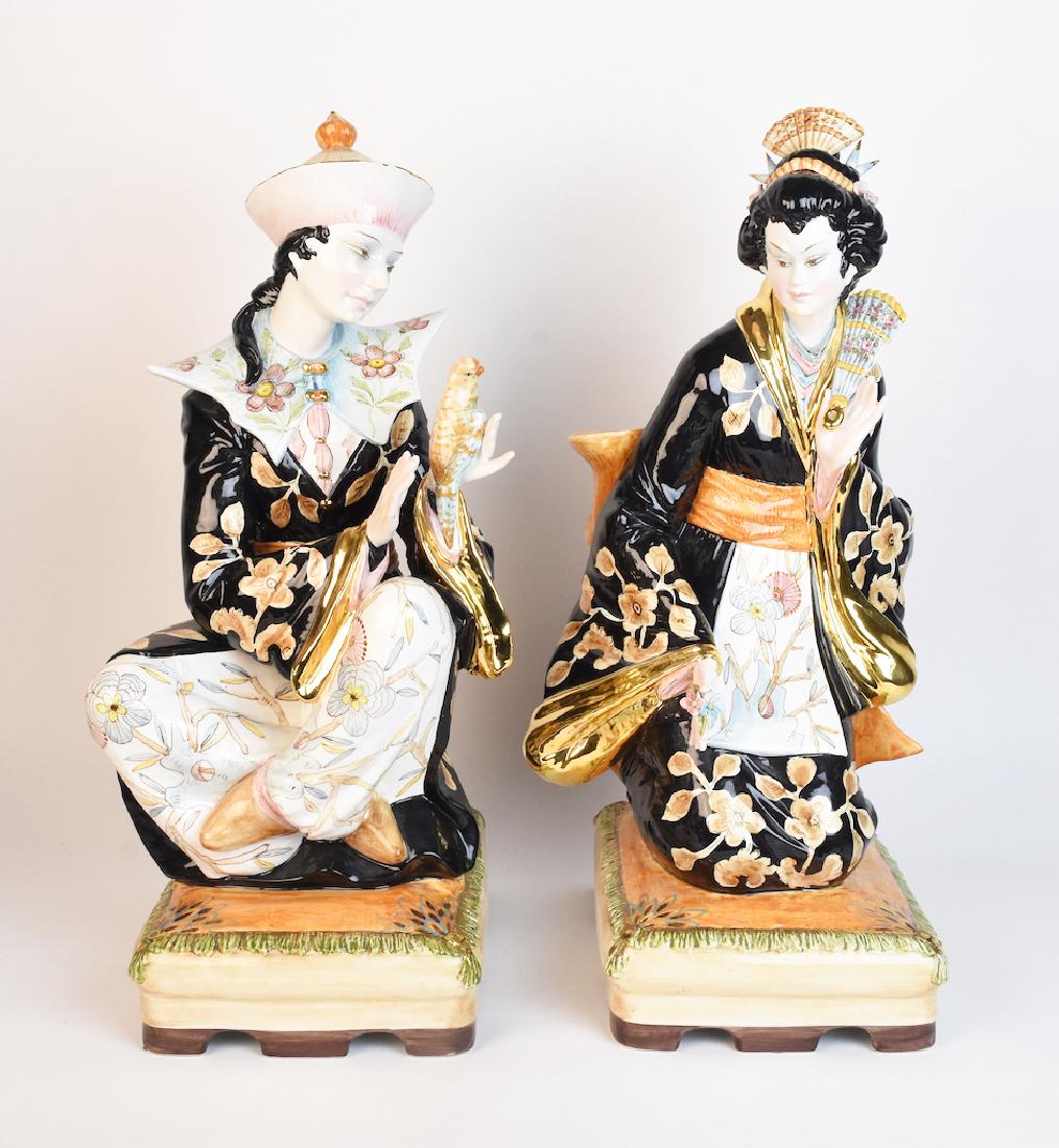 Italian D. Poloviato Ceramic Oriental Statues (1 of 9)
