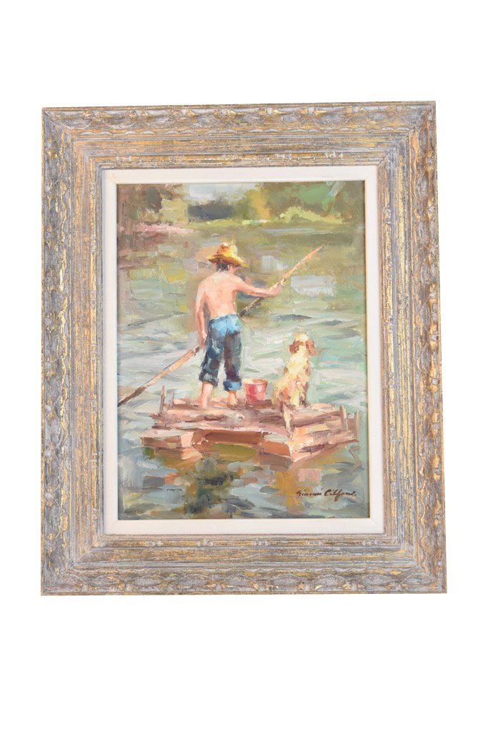 Gianni Cilfone Oil On Board; A Boy and His Dog (1 of 4)