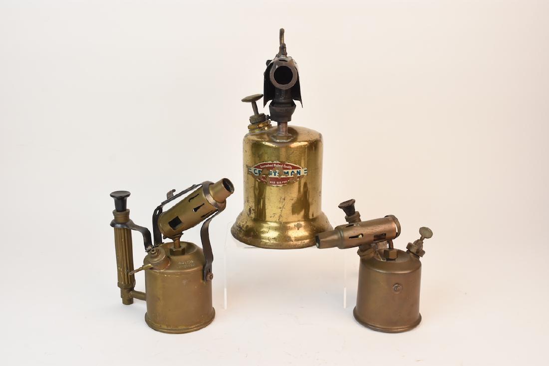 (3) Vintage Brass Blowtorches; Craftsman, Sievert (1 of 12)