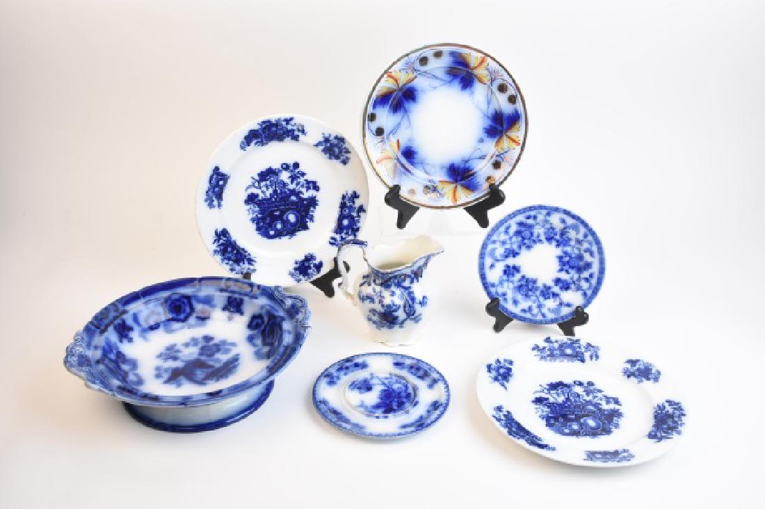 7 Pcs. Flow Blue Dishes (1 of 20)