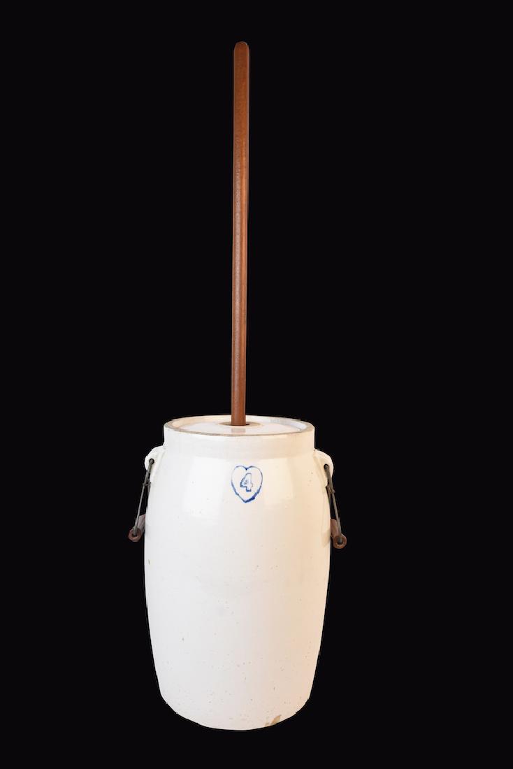 Stoneware Butter Churn Crock with Handles
