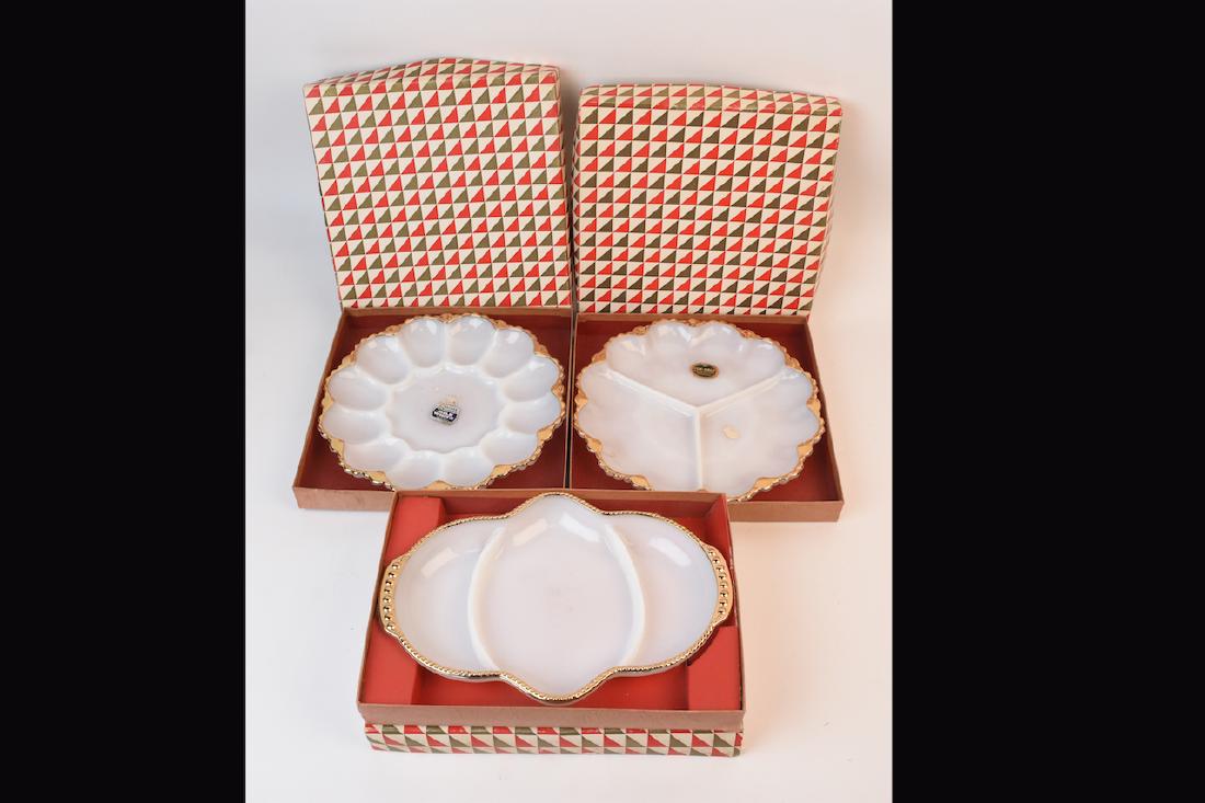 3 Anchor Hocking Fire King Serving Trays; 22K (1 of 8)