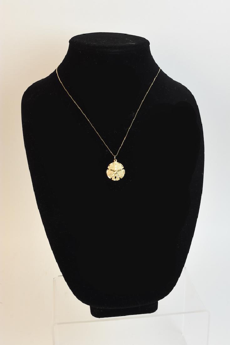 14K Gold Necklace & Sand Dollar Pendant (1 of 5)