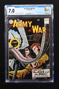 Our Army at War #83 (DC Comics, 1959) CGC 7.0: Our Army at War #83 (DC Comics, 1959) CGC 7.0, Off-white to White pages. This 10 cent comic book features Robert Kaingher and Bob Haney stories. Joe Kubert, Ross Andru and Mort Drucker art, Jerry Gran