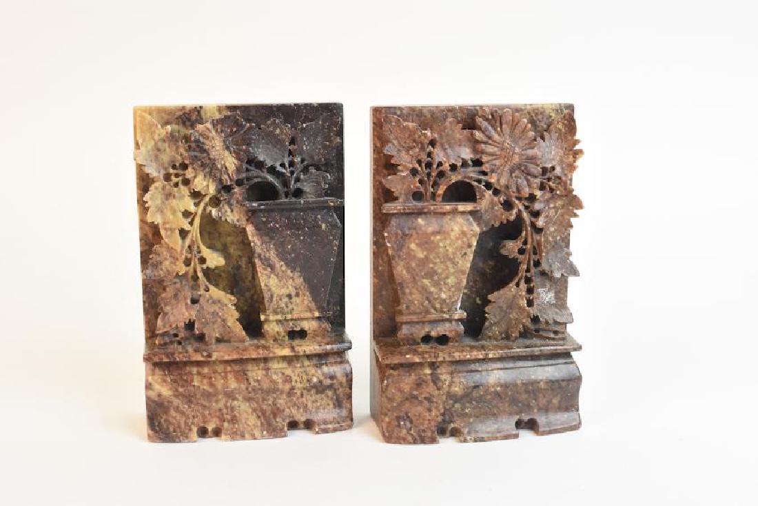 Asian Carved Soapstone Bookends (1 of 5)