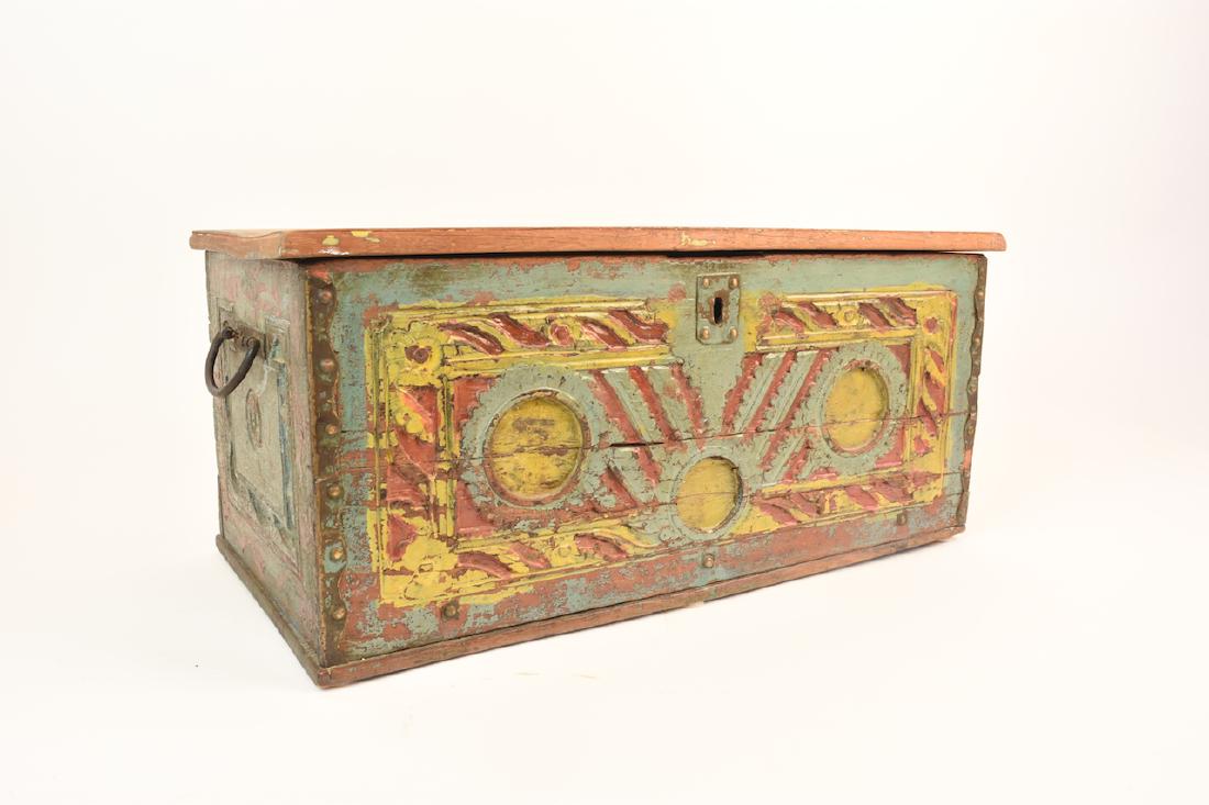 Refurbished Wood Carved Doll Size Trunk (1 of 12)