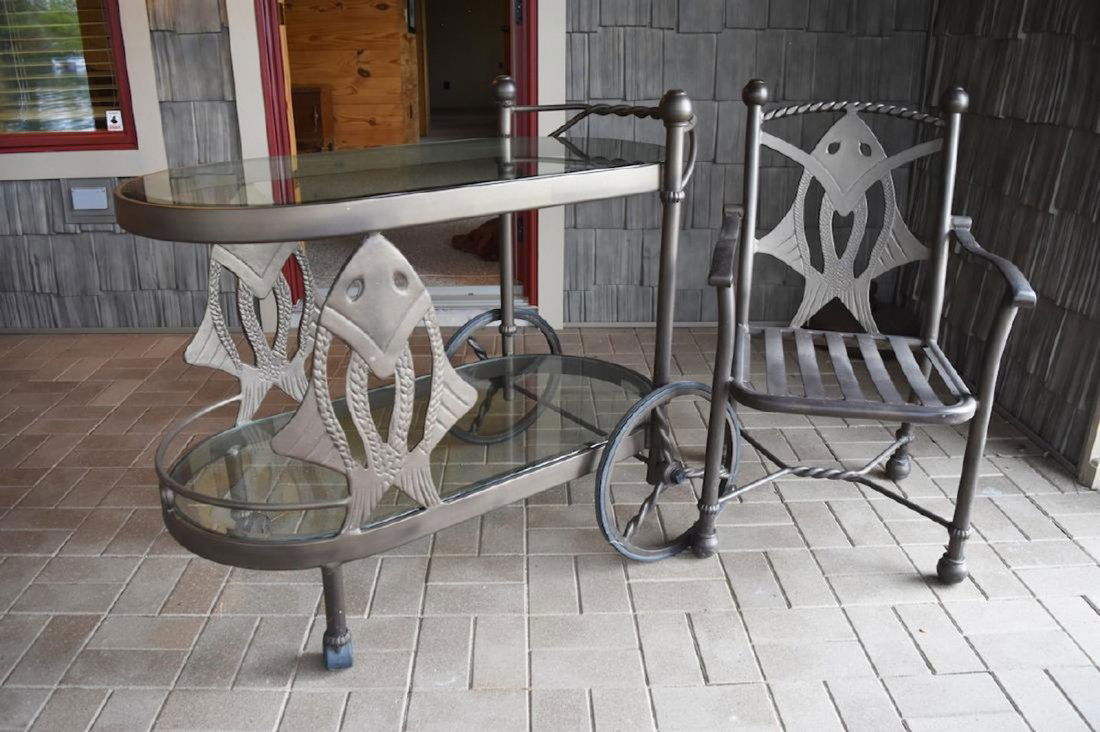 Pompeii Made in USA Powder Coat Beverage Cart & Chair (1 of 9)