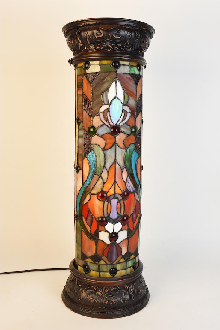 Stunning Stained Glass Pedestal With Light
