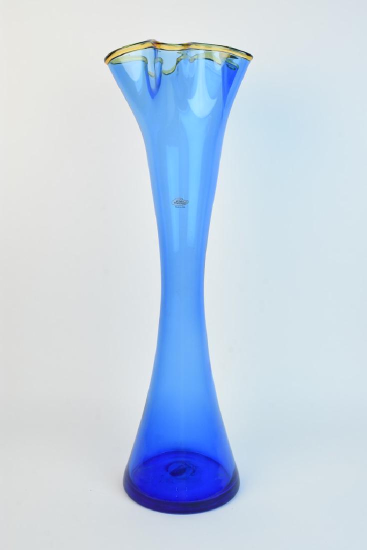 Blenko Exaggerated Blue Art Glass Vase (1 of 7)
