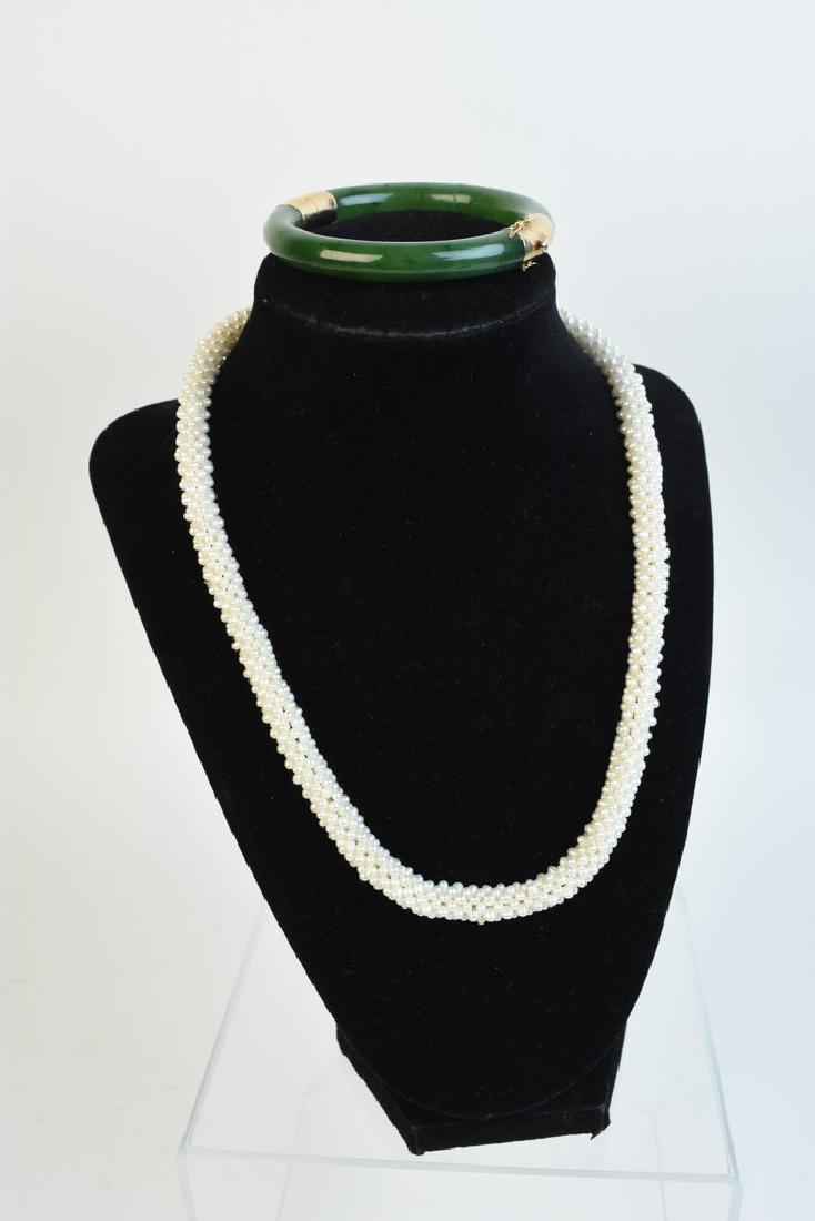 14K Gold Jade Bracelet & Pearl Necklace (1 of 11)