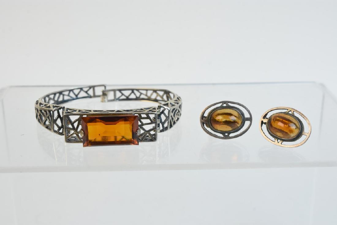 Sterling Bracelet & Earring with Amber Jem (1 of 7)