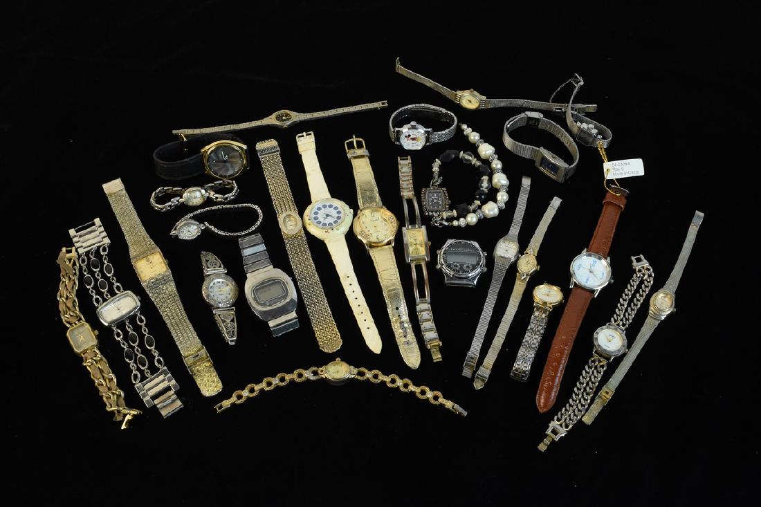 Assorted Men's and Women's Watches: Included in this assortment of watches is a women's Swiss Dufonte, Seiko in silver tones, Milan genuine diamond quartz, Swiss Norwood, Acqua Quartz, Maurice's quartz, Eternity quartz, Embassy quartz, 