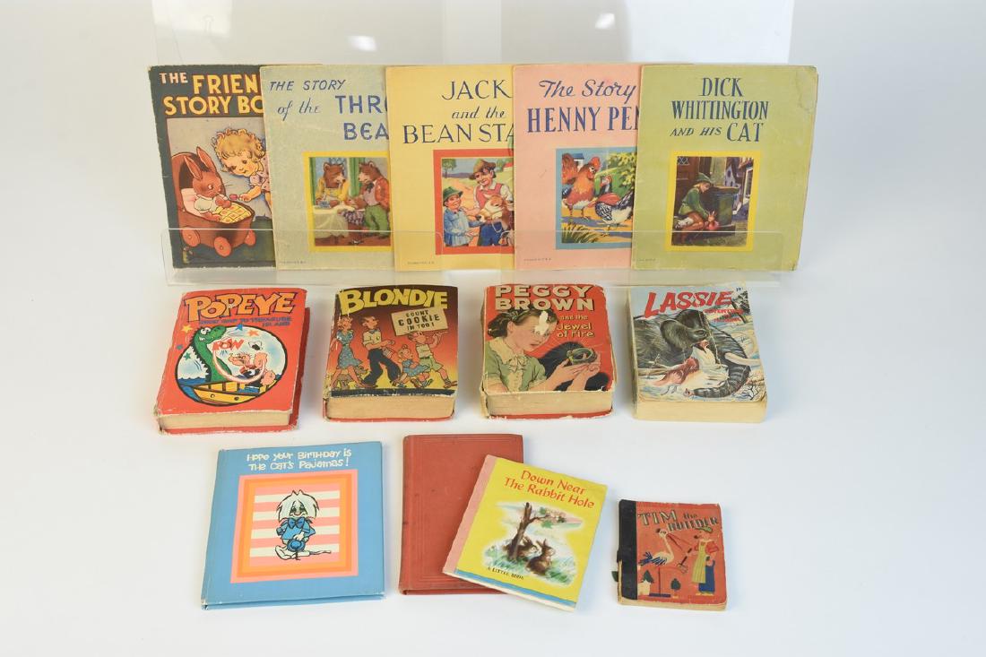 Big Little Books & Other Children's Vint. Books: Big Little Books by Whitman Publishing Co. include Peggy Brown and the Jewel of Fire, Popeye Ghost Ship To Treasure Island, Blondie Count Cookie in Too & Lassie Adventure in Alaska. Other children's s