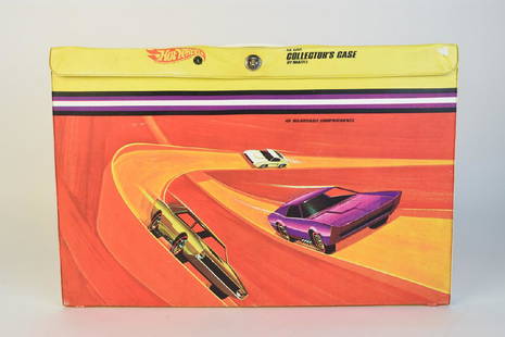 Hot Wheels Collectors Case and Redline Cars: 1968 Vintage 48 car collector's case by Mattel with (16) redline hot wheels cars including a red Baron, Volkswagen, T-Bird, Mustang, Barracuda, Beatnik Bandit, Python, cougar and more. The case is in