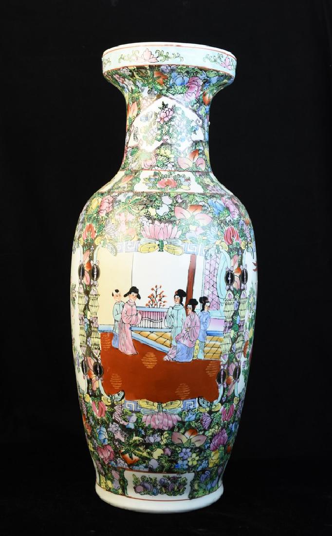Hand Painted Asian Motif Vase, 24" H (1 of 4)