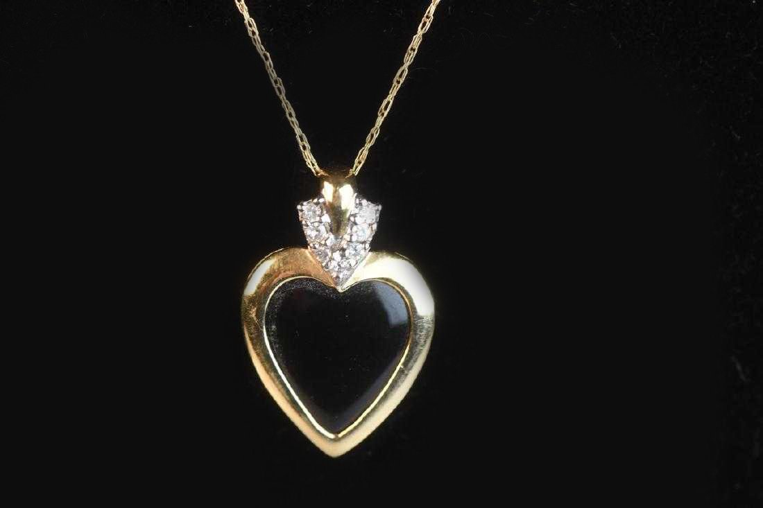 10K Gold Necklace & 14K Diamond Heart Pendant; 2g (1 of 3)