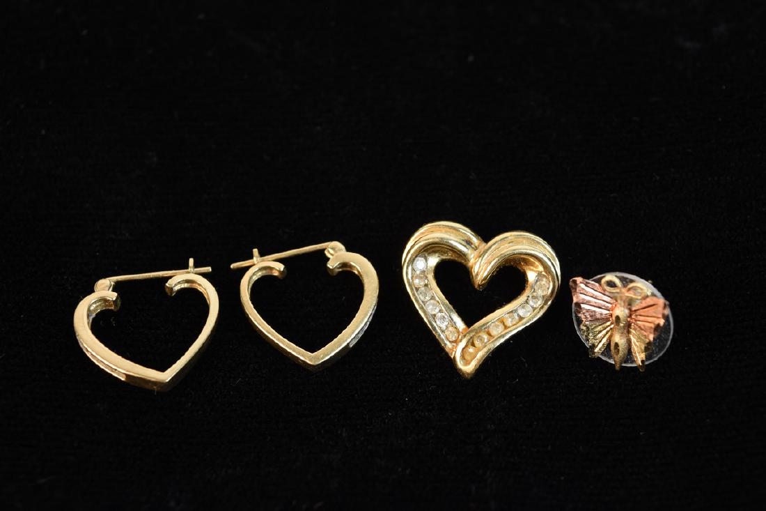 10K Gold and Diamond Earrings & Pendant; 5g (1 of 7)