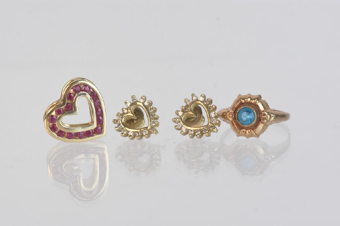 10K Diamond Heart Earrings & Pendant; 6g (1 of 6)