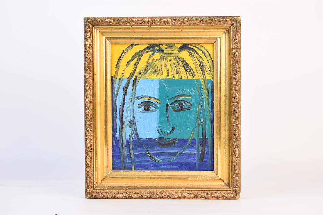 Original Hunt Slonem Oil on Panel, "Sarita": From the Harmon-Meek Gallery here we have an original oil on panel by American artist Hunt Slonem (b. 1951) titled Sarita. Hunt is known as a painter, sculptor and printmaker but perhaps most famous f