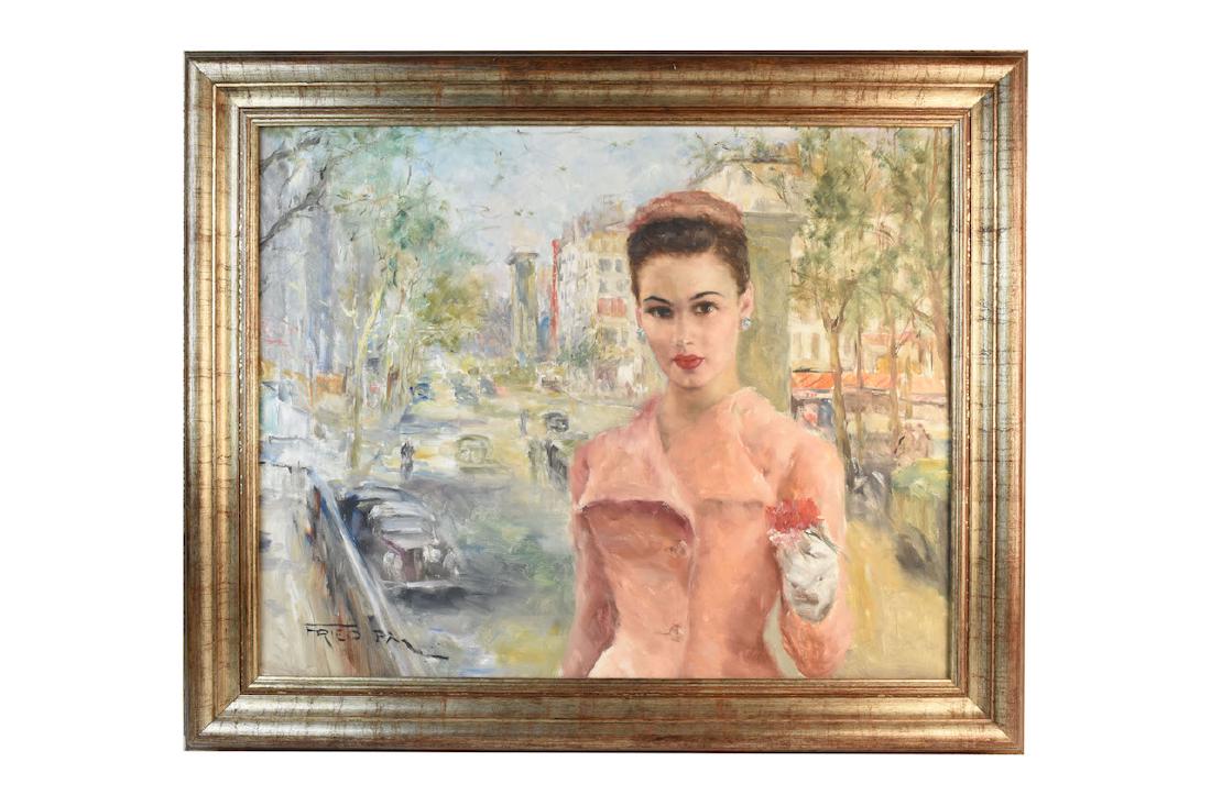 Original Oil on Canvas by Fried, Pal; SLL: Original oil on canvas by Hungarian born artist Pal Fried (1893-1976) titled "Nadya". When he studied abroad in Paris, Fried was a student of Claude Monet and Lucien Simone. He was also heavily influe