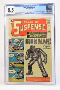 1963 Tales of Suspense #39 CGC 8.5: 1963 Tales of Suspense #39 CGC 8.5 (off-white to white) code 2011314006. Stan Lee and Larry Lieber stories Don Heck, Steve Ditko, and Gene Colan art. Jack Kirby and Don Heck cover. Origin and 1st appe