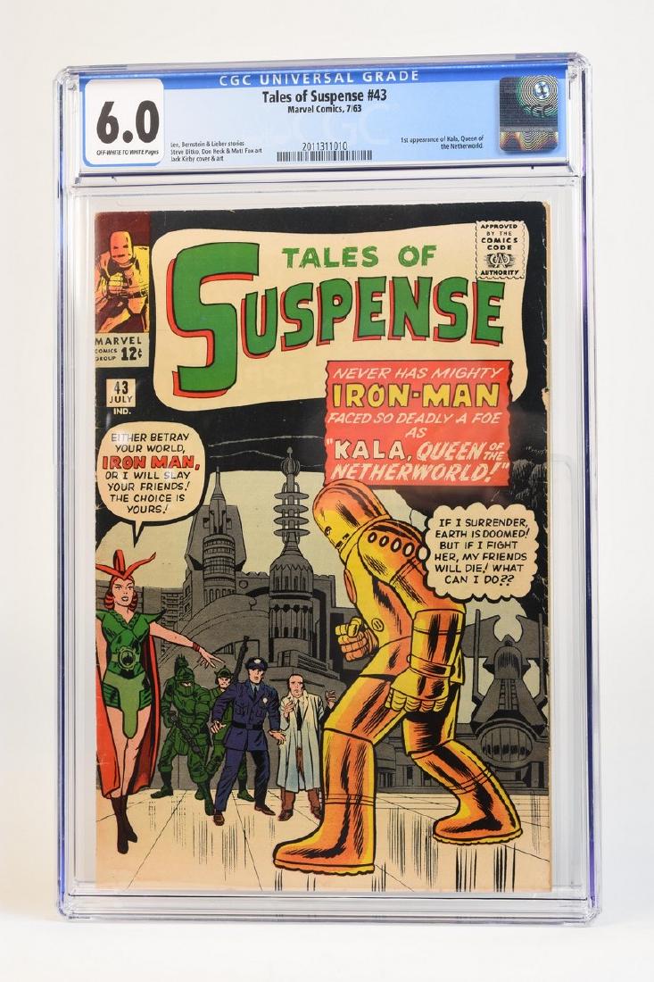 1963 Tales of Suspense #43 CGC 6.0: 1963 Tales of Suspense #43 CGC 6.0 (off-white to white pages) code 2011311010. Lee, Bernstein & Lieber stories. Steve Ditko, Don Heck & Matt Fox art. Jack Kirby cover & art. 1st appearance of Kala, Qu