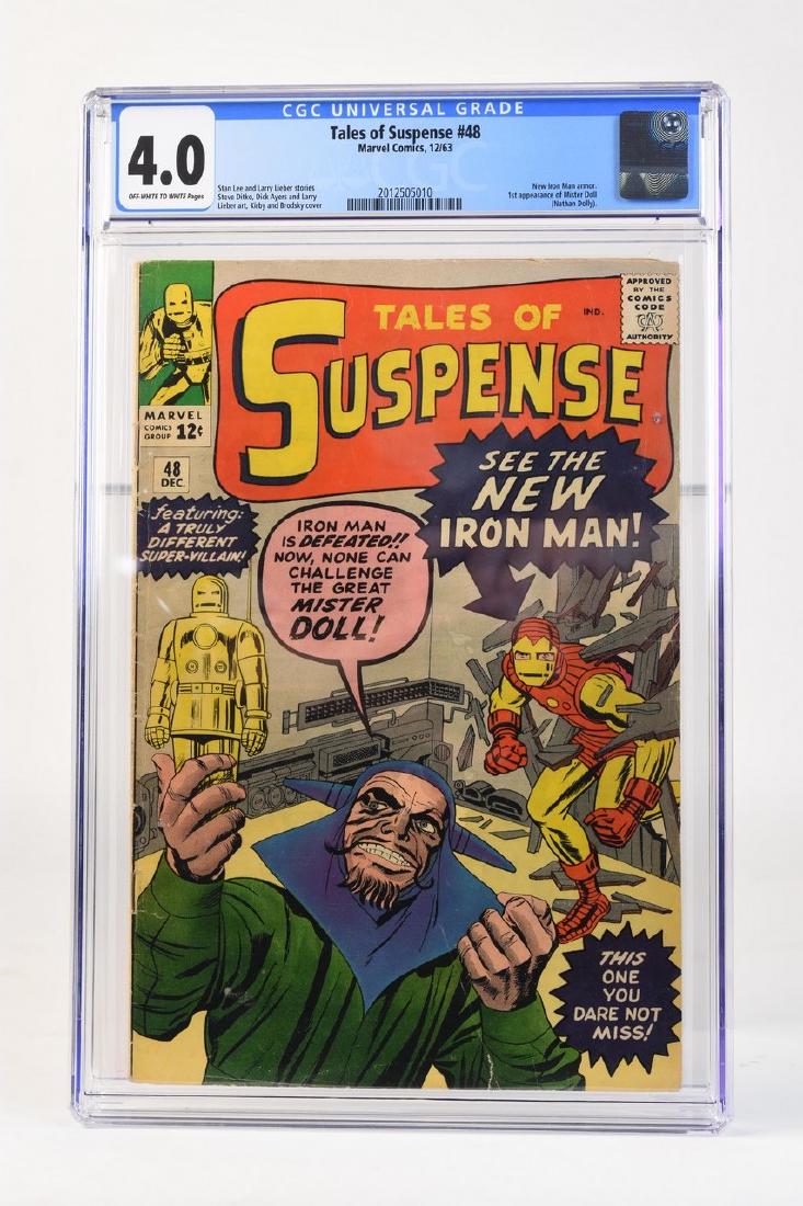 1963 Tales of Suspense #48 CGC 4.0: 1963 Tales of Suspense #48 CGC graded (off-white to white pages) code is 2012505010. Stan Lee and Larry Lieber stories; Steve Ditko, Dick Ayers, and Larry Lieber art; Kirby and Brodsky cover. New IRon