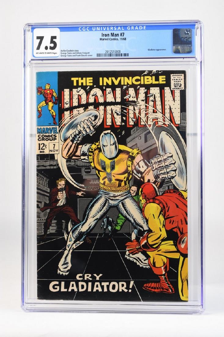 1968 Iron Man #7 CGC 7.5: 1968 Iron Man #7 CGC 7.5 (off-white to white pages) code is 2012516008. Archie Goodwin story; George Tuska and Johnny Craig art; George Tuska and Frank Giacola cover. Gladiator appearance. Contact our