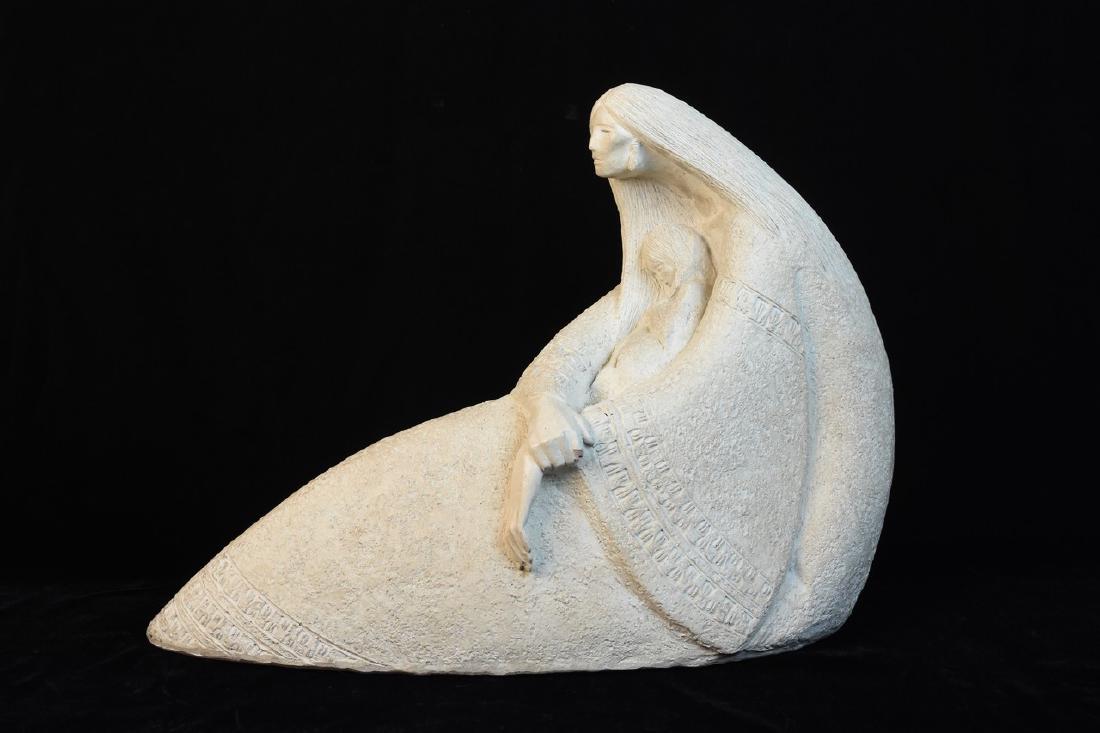 Austin Productions Reproduction "Acoma" Sculpture: A durastone sculpture by Austin Productions from their "Acoma" series. The sculpture is in the style of the Acoma Pueblo in New Mexico. The work is marked "Acoma / Austin Sculptures 1986." Measures ap