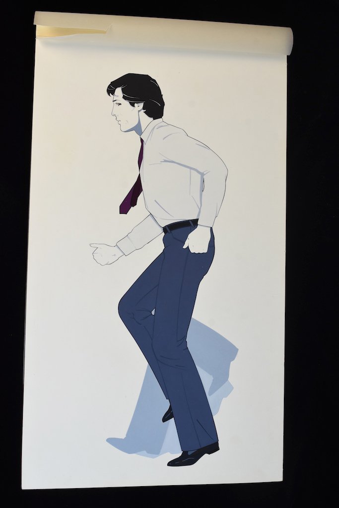 (6) Patrick Nagel Original Menswear Illustrations,: A unique collection of six original Patrick Nagel illustrations titled on an invoice "Illustration for Menswear Hang Tags." Invoice and check dated 1982. Thought to be illustrated for a Levi Menswear