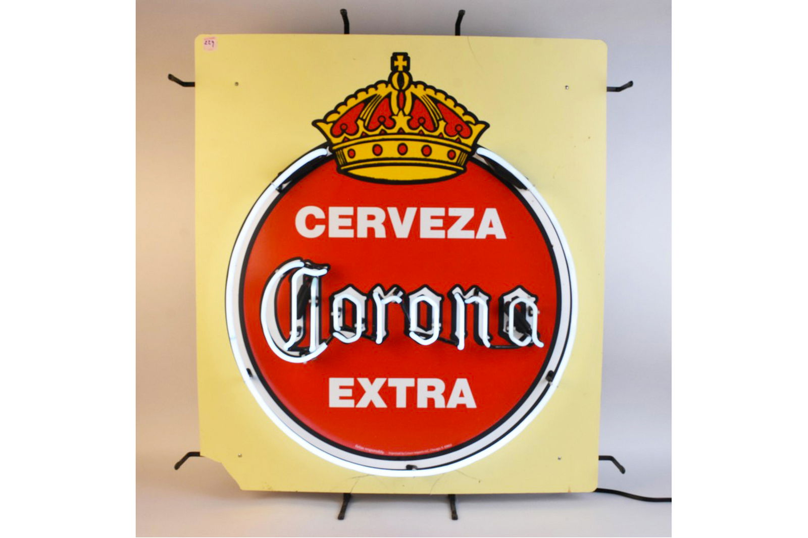 Corona Cerveza Neon Beer Sign - WORKS!: WORKING Corona Cerveza Extra neon beer sign manufactured by Mt. Vernon Neon. Indoor type 7, 120VAC, 50/60 hz, pull cord operated, bottom corner broken off (easy repair), paint spatters on neon and rep