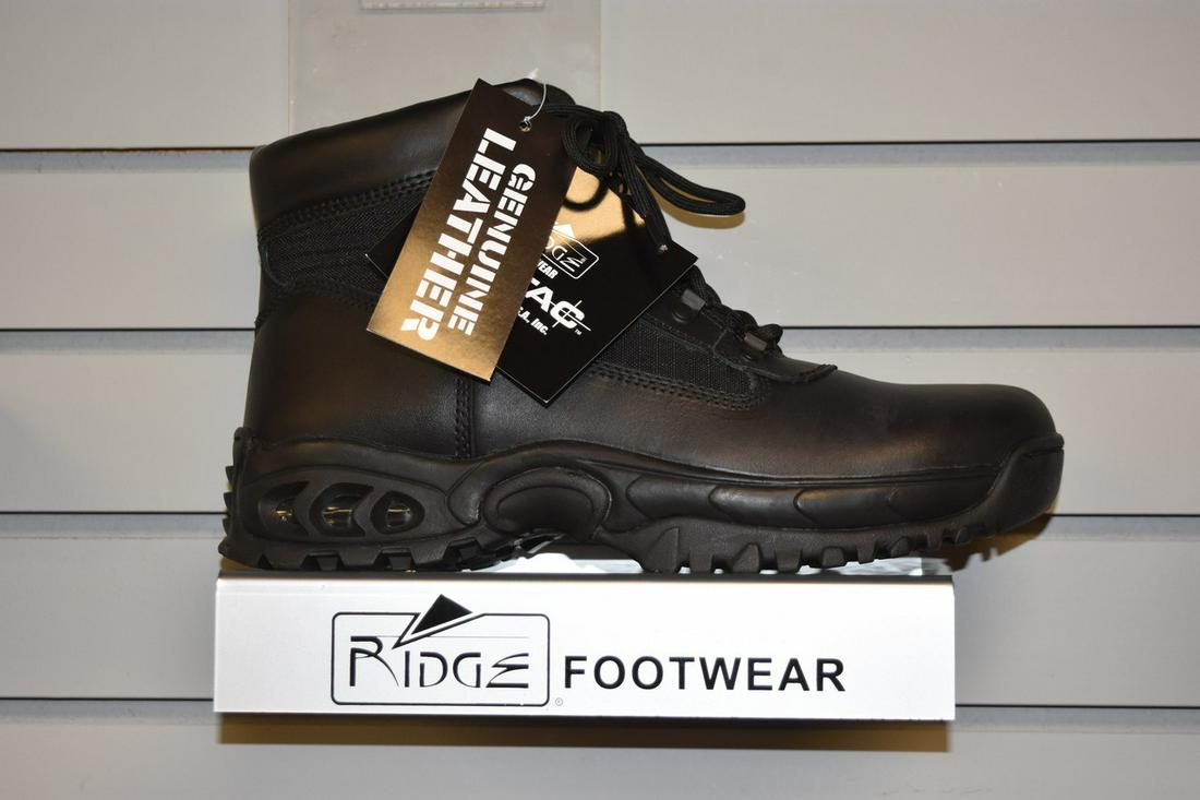 Men's Ridge Mid Zipper Black Boots - 11.5: NEW in box, men's Ridge Footwear Mid Zipper style in genuine leather black boots. US size 11.5. Contact our recommended 3rd party "for profit" shipper Pak Mail at (260) 637-4809 or contact@pakmailfw.c