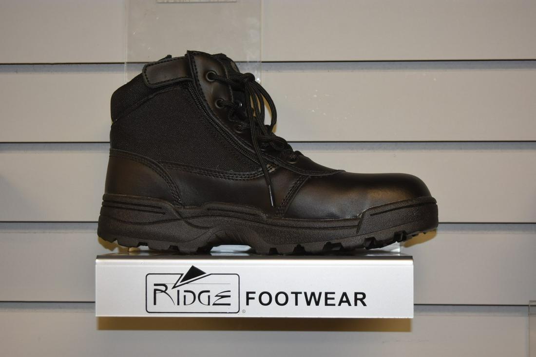 Ridge Dura-Max Mid Zip Composite Toe Boots, 10.5: NEW in box, Ridge Dura-Max Mid Zipper black boots with composite toe, leather and nylon uppers. US size 10.5. Contact our recommended 3rd party "for profit" shipper Pak Mail at (260) 637-4809 or conta